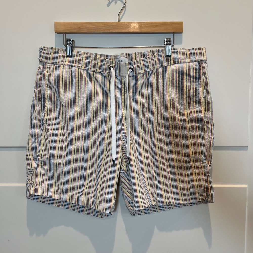 ONIA Mens L/G‎ Striped Drawstring Swim Trunks Shorts Multi-Color Lined Pocket